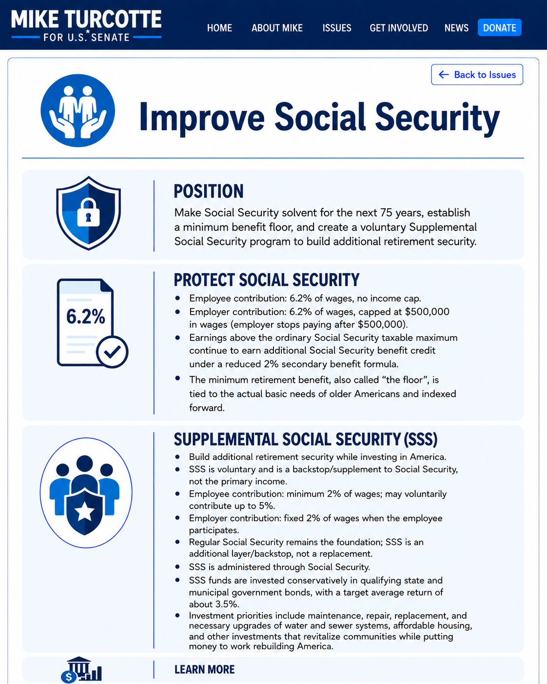 Improve Social Security campaign page